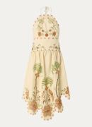 Farm Rio Midi halterjurk van linnen met broderie