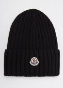 Moncler Grofgebreide muts van wol met logo