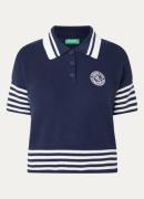 Benetton Grofgebreide polo met logoborduring
