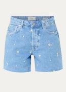 Rails High waist straight leg korte broek van denim met borduring