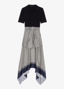 Maje Midi jurk met strikceintuur en asymmetrische zoom