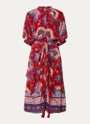 Farm Rio Luang midi blousejurk met bloemenprint en gestrikt detail