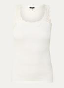 Claudia Sträter Ribgebreide tanktop met details van kant