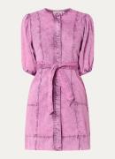 Fabienne Chapot Rosalie mini jurk met pofmouw en strikceintuur