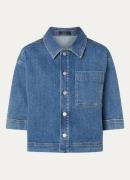 OPUS Folmes blouse van denim met borstzak