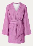 Refined Department Sky mini jurk met lurex en strikceintuur