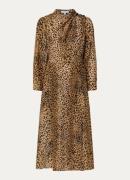 L.K.Bennett Samantha midi jurk in zijdeblend met panterprint