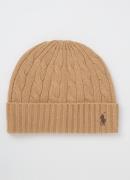 Ralph Lauren Kabelgebreide muts in wolblend met logo