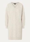 French Connection Marine grofgebreide mini jurk in wolblend