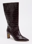 Dune London Olette laars van leer met crocostructuur