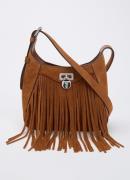 Ralph Lauren Tanner small crossbodytas van suède met franjes