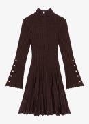 Maje Ribgebreide mini jurk in wolblend met opstaande kraag