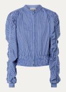 Aaiko Beaudine blouse met ruitdessin en pofmouw