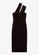 Reiss Dalia one shoulder midi jurk van fluweel