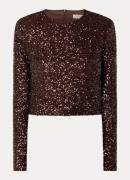 JOSH V Vivanna crop top met pailletten en schoudervulling