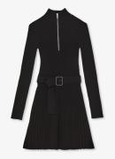 Reiss Vienna ribgebreide mini jurk met halve rits en ceintuur