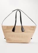 Balmain Track shopper van raffia met logo