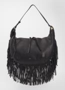 ba&sh Schoudertas XL van leer met franjes