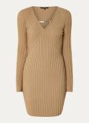 NIKKIE Kochri ribgebreide mini jurk met V-hals