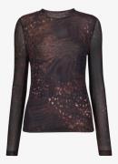 Whistles Semi-transparante top van mesh met print
