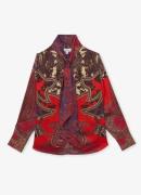 Reiss Jade blouse van satijn met paisley print en sjaalkraag