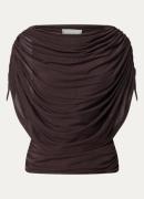 Neo Noir Cottuna top van mesh met ruches en gedrapeerd detail