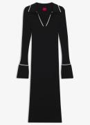 HUGO Ribgebreide midi jurk met kraag