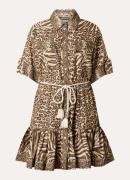Zimmermann Wanderlust mini blousejurk met dierenprint en strikceintuur
