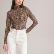 T-shirt col roulé manches longues imprimé léopard