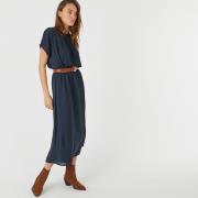 Robe longue évasée, taille élastiquée smockée