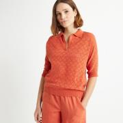 Pull col polo, en fine maille pointelle