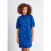 Robe courte manches courtes col chemise, broderie,