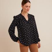 Blouse imprimée col V, manches longues