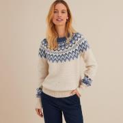 Pull jacquard, col rond, en grosse maille