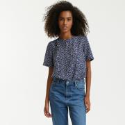 Blouse col rond imprimé floral, manches 3/4