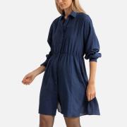 Robe courte jacquard satiné, col chemise