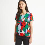 Blouse imprimé floral, col rond, manches courtes