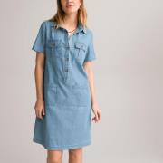 Robe droite, en denim, manches courtes