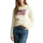 Pull col rond, motif drapeau américain