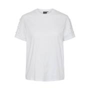 T-shirt col rond, perles aux manches