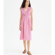 Robe encolure volantée, imprimé vichy