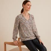 Blouse col V, imprimé floral, manches longues