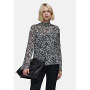 Blouse manches longues imprimée col montant