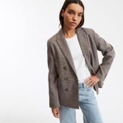 Blazer long cintré pied-de-poule