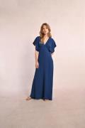 Robe longue manches courtes col plongeant