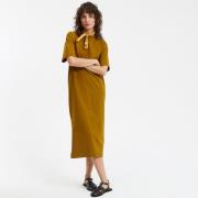 Robe longue jersey, boutonnage épaule