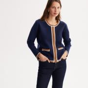 Cardigan col rond en fine maille, fermeture zippée