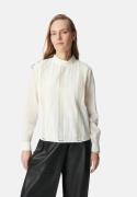 Blouse à dentelle, col montant, manches longues