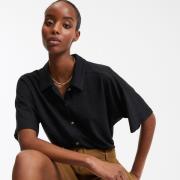 T-shirt en lin col polo, manches courtes