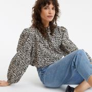 Chemise col mao oversize imprimé animalier